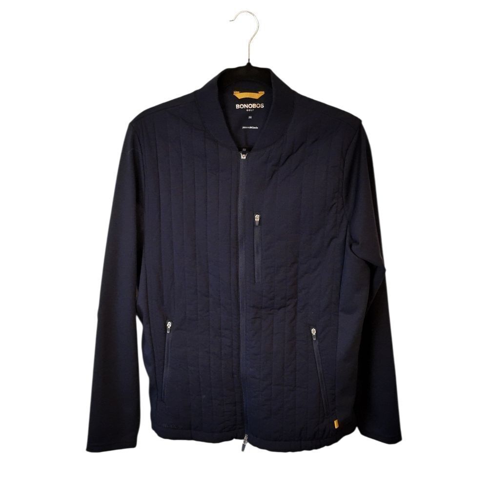 Bonobos Golf "The Elements" Navy Quilted Bomber Jacket with Zip Pockets Size M